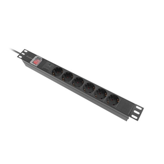 Listwa zasilająca  rack PDU 19 cali 1U 16A 6x230V schuko 2m czarna