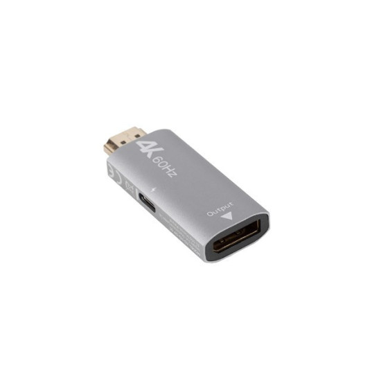 Adapter HDMI(M)-Displayport(F)4K srebrny