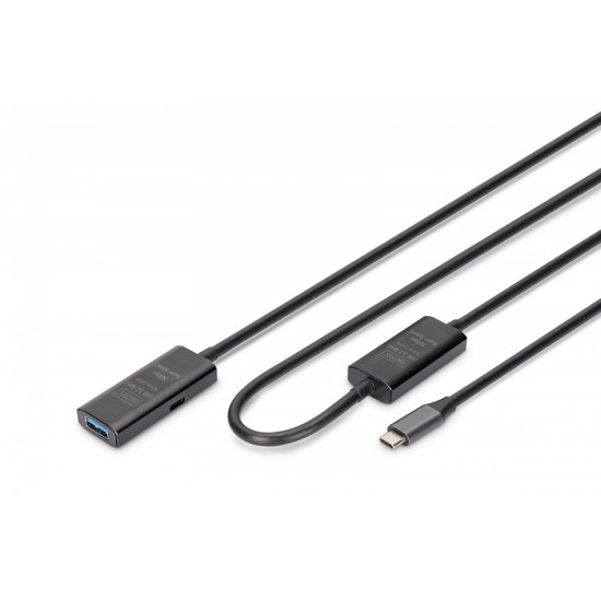 Kabel przedłużający aktywny USB-C - USB-A, USB 3.2 5Gbps, 10m 