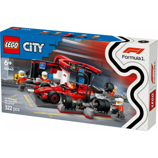 Klocki City 60443 F1 Pit stop i mechanicy z bolidem Ferrari 