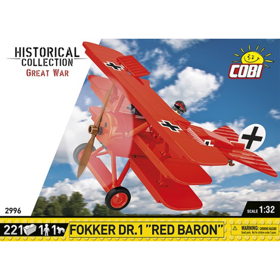 Klocki Fokker DR.1 Czerwony Baron 221 klocków 