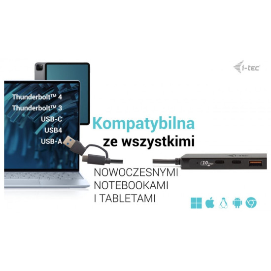 Adapter USB-C Metal HUB 2x USB 3.0 + 2x USB-C 