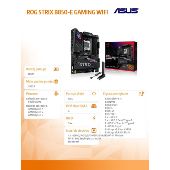 Płyta główna ROG STRIX B850-E GAMING WIFI 