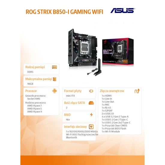 Płyta główna ROG STRIX B850-I GAMING WIFI 