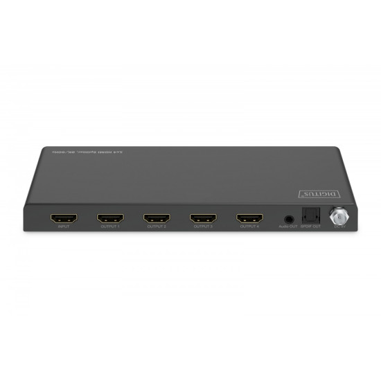 Rozdzielacz/Splitter HDMI 1x4, 8K/60Hz (4:4:4) z HDR, 48 Gbps, HDCP 2.3. Toslink / Stereo, EDID 