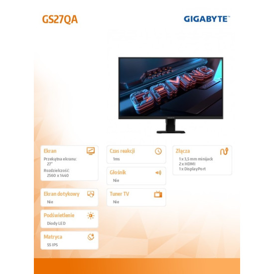 Monitor 27 cali GS27QA gaming