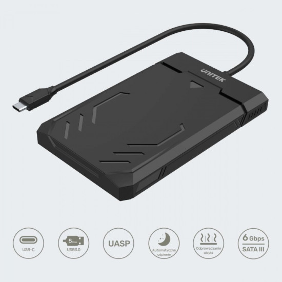 Obudowa USB-C HDD/SSD SATA UASP 5Gbps/ Y-3036A 