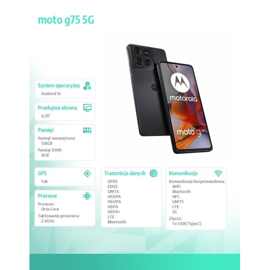 Smartfon moto g75 5G 8GB/128GB Charcoal Gray b2b 