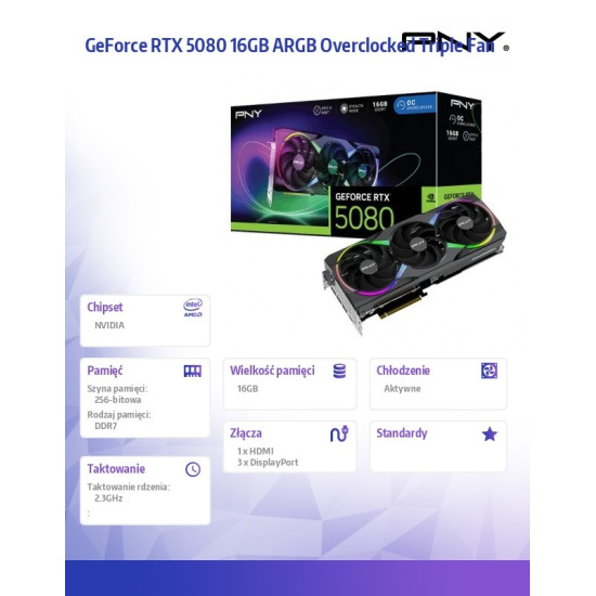 Karta graficzna GeForce RTX 5080 OC ARGB 3F 16GB 256-bit 960GB/s