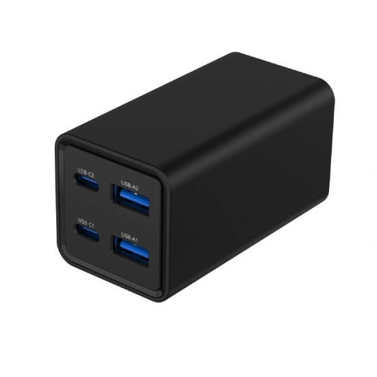 Ładowarka uniwersalna 65W GaN 2xUSB-A 2xUSB-C szybkie ładowanie czarna 