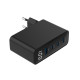 Ładowarka uniwersalna 100W GaN 1xUSB-A 3xUSB-C szybkie ładowanie LCD czarna 