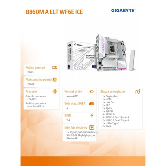 Płyta główna B860M A ELT WF6E ICE 