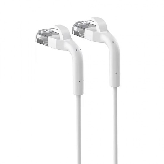 Patchcord kat.6a U/FTP 1Gbps miedź kabel sieciowy skrętka, łamana końcówka 0.5m biały
