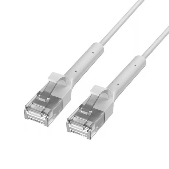 Patchcord kat.6a U/FTP 1Gbps miedź kabel sieciowy skrętka, łamana końcówka 3m biały