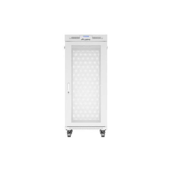 Szafa instalacyjna rack stojąca 19 cali 27U 600x800 drzwi perforowane LCD szara (Flat pack)