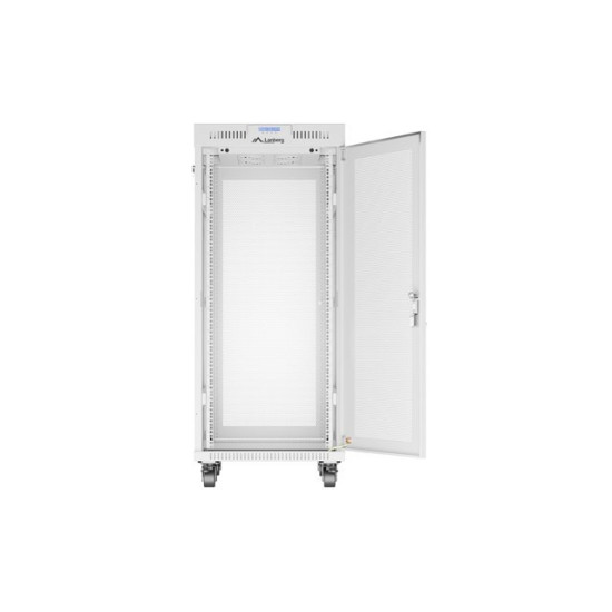 Szafa instalacyjna rack stojąca 19 cali 27U 600x800 drzwi perforowane LCD szara (Flat pack)