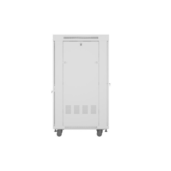 Szafa instalacyjna rack stojąca 19 cali 27U 600x800 drzwi perforowane LCD szara (Flat pack)