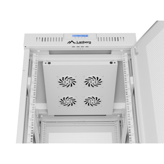 Szafa instalacyjna rack stojąca 19 cali 27U 600x800 drzwi perforowane LCD szara (Flat pack)