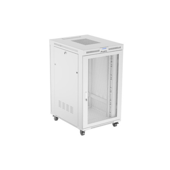 Szafa instalacyjna rack stojąca 19 cali 27U 800x1000 drzwi perforowane LCD szara (Flat pack)