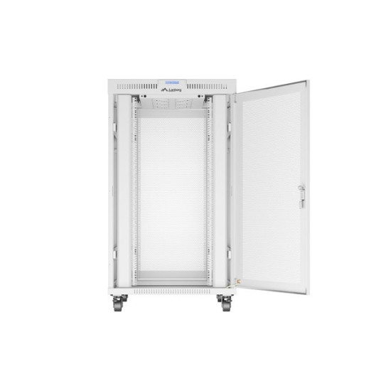 Szafa instalacyjna rack stojąca 19 cali 27U 800x1000 drzwi perforowane LCD szara (Flat pack)