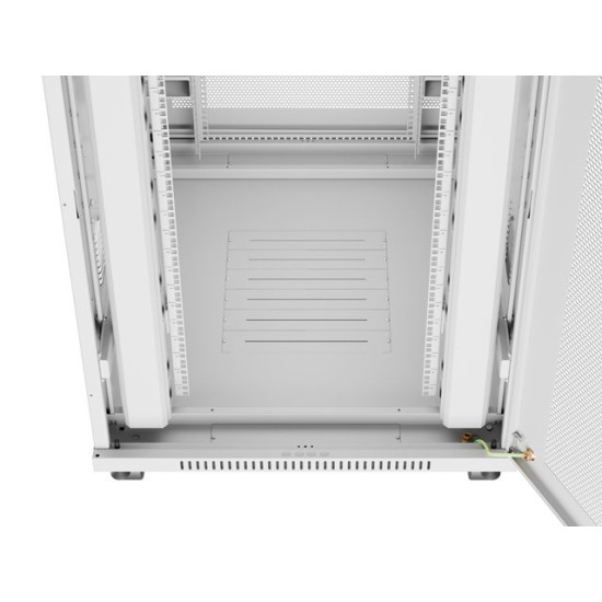 Szafa instalacyjna rack stojąca 19 cali 27U 800x1000 drzwi perforowane LCD szara (Flat pack)