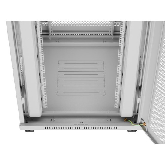 Szafa instalacyjna rack stojąca 19 cali 27U 800x1000 drzwi perforowane LCD szara (Flat pack)