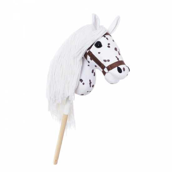 Koń na kiju Hobby Horse HOPPIHORSE A3 Leopard - biały, maść tarantowata