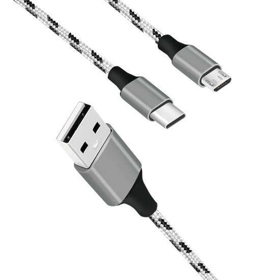 Kabel USB2.0 A/M do micro USB + USB-C, 1.2m 