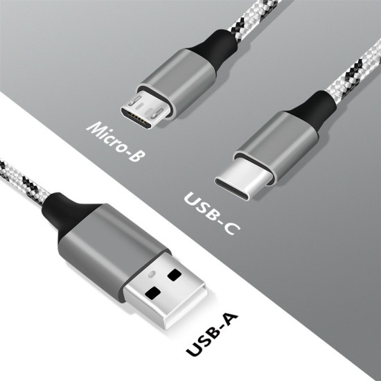 Kabel USB2.0 A/M do micro USB + USB-C, 1.2m 