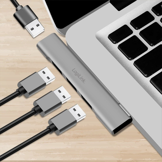 Smukły HUB USB-C do 1x USB-A 3.0 3xUSB-A 2.0 