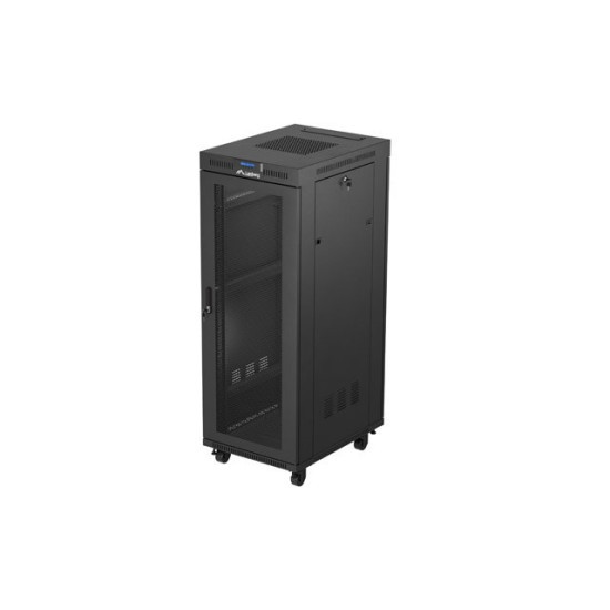 Szafa instalacyjna rack stojąca 19 cali 32U 600x800 drzwi perforowane LCD czarna (Flat pack)