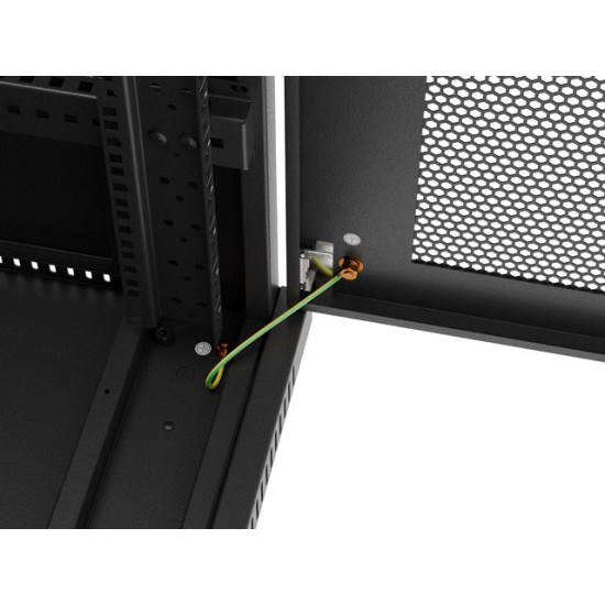 Szafa instalacyjna rack stojąca 19 cali 32U 600x800 drzwi perforowane LCD czarna (Flat pack)