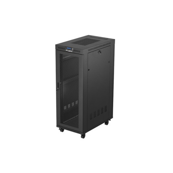 Szafa instalacyjna rack stojąca 19 cali 32U 600x1000 drzwi perforowane LCD czarna (Flat pack)