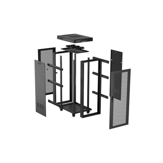 Szafa instalacyjna rack stojąca 19 cali 32U 600x1000 drzwi perforowane LCD czarna (Flat pack)