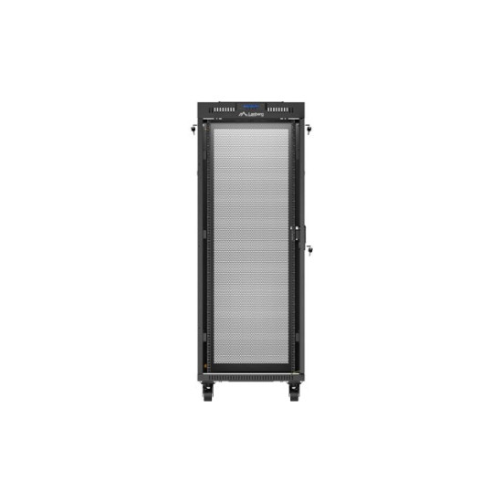 Szafa instalacyjna rack stojąca 19 cali 32U 600x1000 drzwi perforowane LCD czarna (Flat pack)