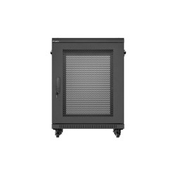 Szafa instalacyjna rack stojąca 19 cali 15U 600x600 drzwi perforowane czarna (Flat pack)