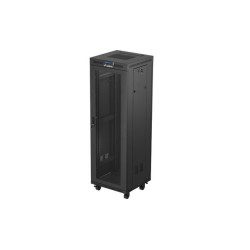 Szafa instalacyjna rack stojąca 19 cali 37U 600x600 drzwi perforowane LCD czarna (Flat pack)
