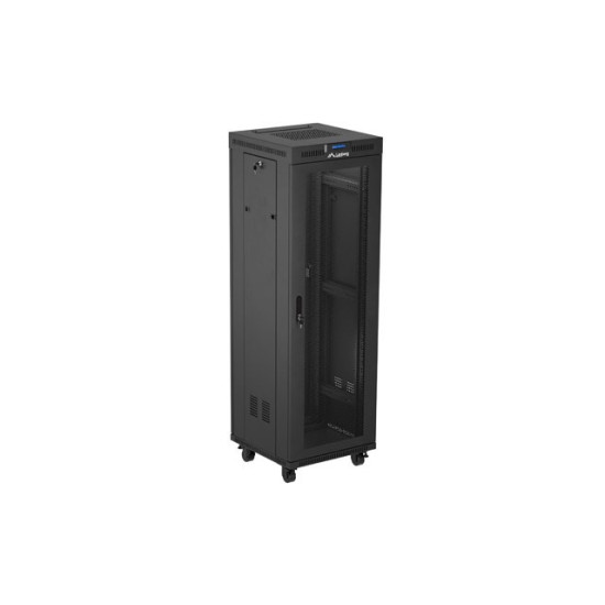 Szafa instalacyjna rack stojąca 19 cali 37U 600x600 drzwi perforowane LCD czarna (Flat pack)