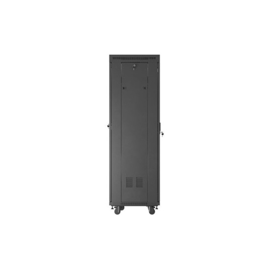 Szafa instalacyjna rack stojąca 19 cali 37U 600x600 drzwi perforowane LCD czarna (Flat pack)