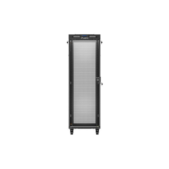 Szafa instalacyjna rack stojąca 19 cali 37U 600x600 drzwi perforowane LCD czarna (Flat pack)
