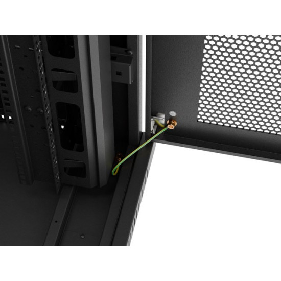 Szafa instalacyjna rack stojąca 19 cali 47U 800x800 drzwi perforowane LCD czarna (Flat pack)