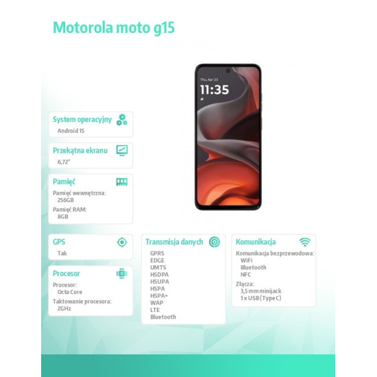 Smartfon moto g15 8/256GB Gravity Grey