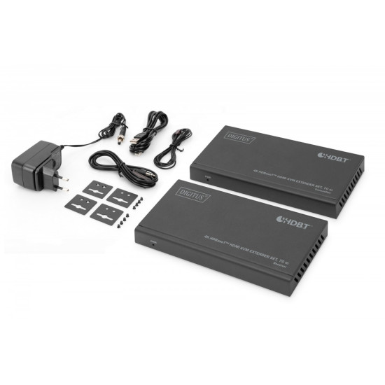 Przedłużacz/Extender KVM HDMI+USB HDBaseT 70m 4K30Hz HDCP 2.2 PoC (Power over Cable) audio IR zestaw