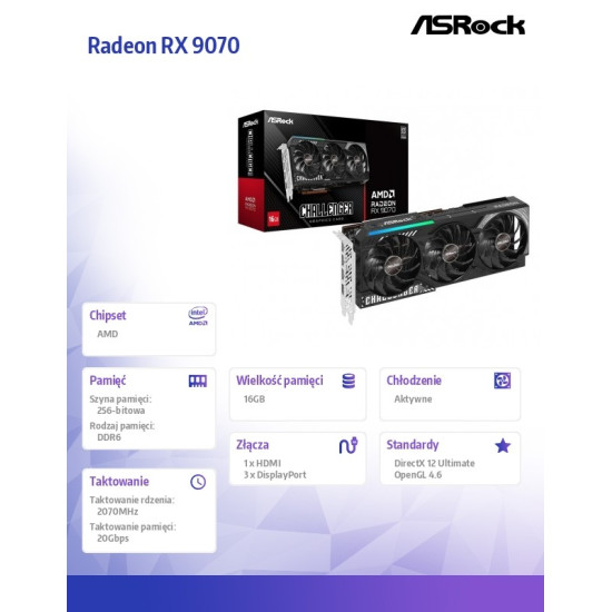 Karta graficzna Radeon RX 9070 Challenger 16GB