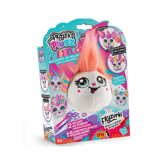 Maskotka Projekt Plusz Fryzurki - Zestaw z ręcznym aerografem Iskierka