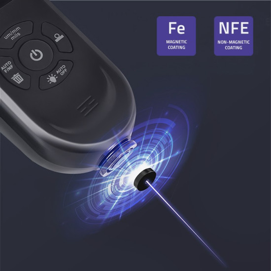 Miernik grubości lakieru z podświetlanym bocznym wyświetlaczem LCD | 0 ~ 2000um 