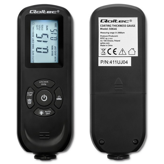 Miernik grubości lakieru z podświetlanym bocznym wyświetlaczem LCD | 0 ~ 2000um 