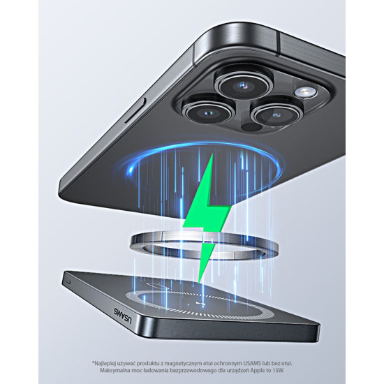 PowerBank 5000mAh 20W Indukcyjny Magsafe PD Fast Charge tytanowy 