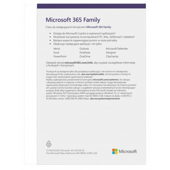 M365 Family PL 1Y 6U Win/Mac EP2-32382 
