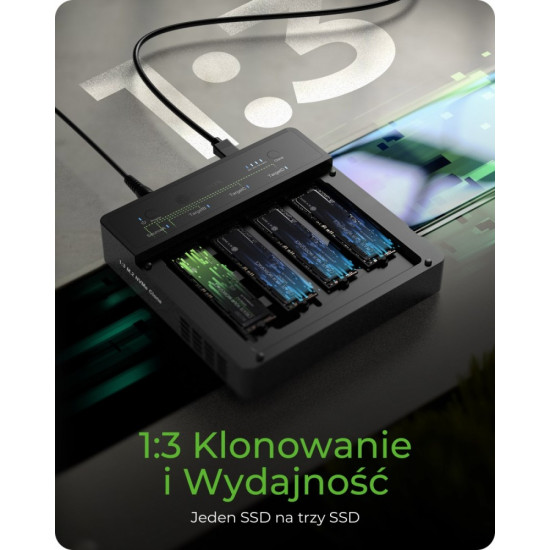 Duplicator (klonowanie 1:3) dla NVMe M.2 SSD IB-4013MCL-C4 4-Bay USB4